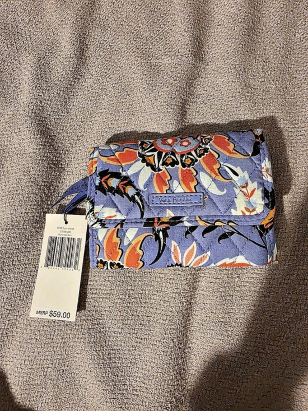 Vera Bradley RFID Euro Wallet Purple & Orange
